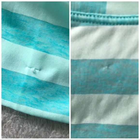 Z by Zella Teal Take 5 Cloud Striped Tee Small S - Picture 7 of 8